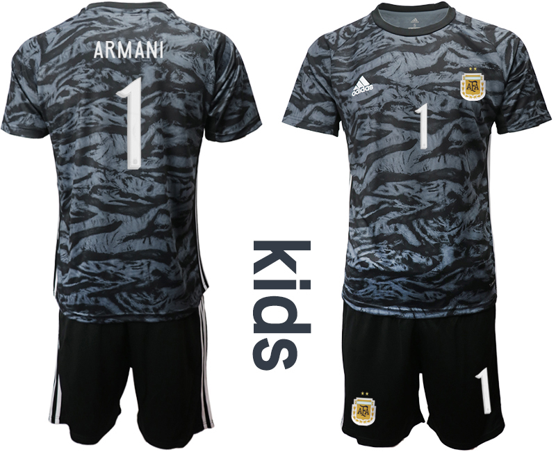 Youth 2020-2021 Season National team Argentina goalkeeper black #1 Soccer Jersey1